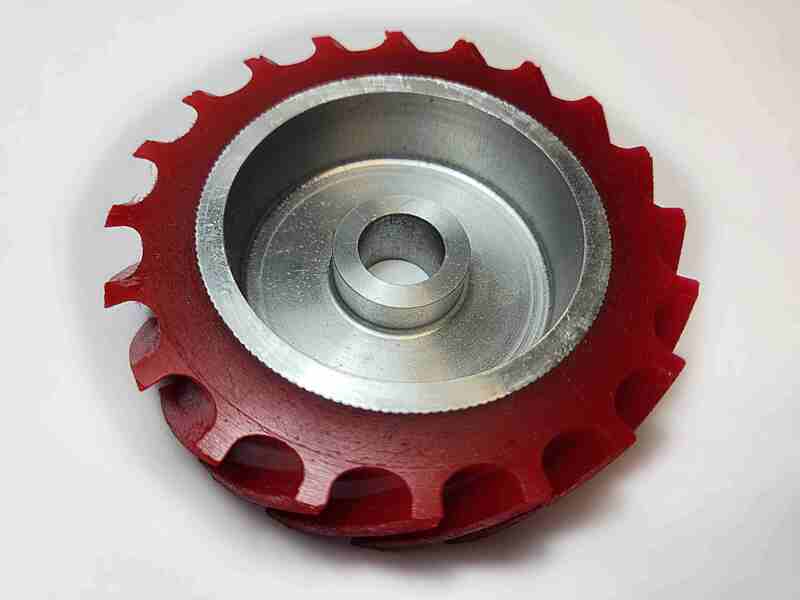 Contact Wheel, 4" Dia. x 1" W x 5/8" I.D., Scoop Face, 60 Duro Urethane